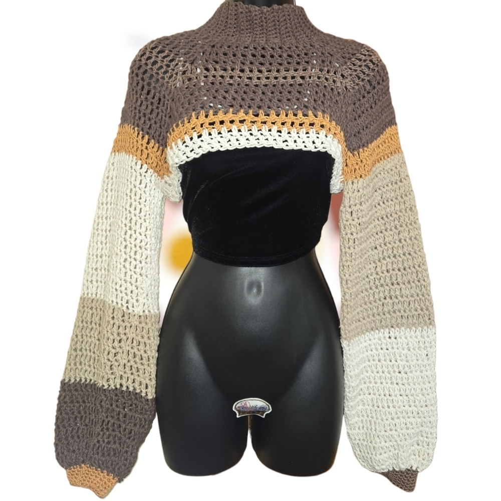 Colorblock Crop Sweater, Lightweight/Loose Fit, Multi-size, HandmadeByMe, OBO